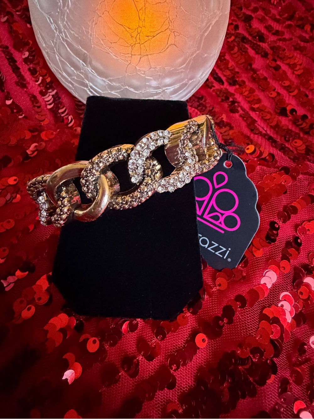 Paparazzi Gold Crystal Hinge Bracelet - Gold